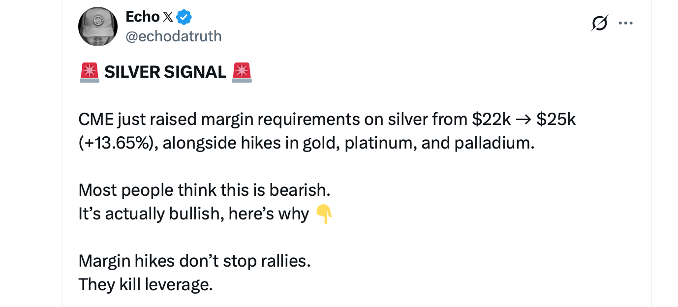 白银多头呼吁不满，CME提高保证金风险制止创纪录的涨势