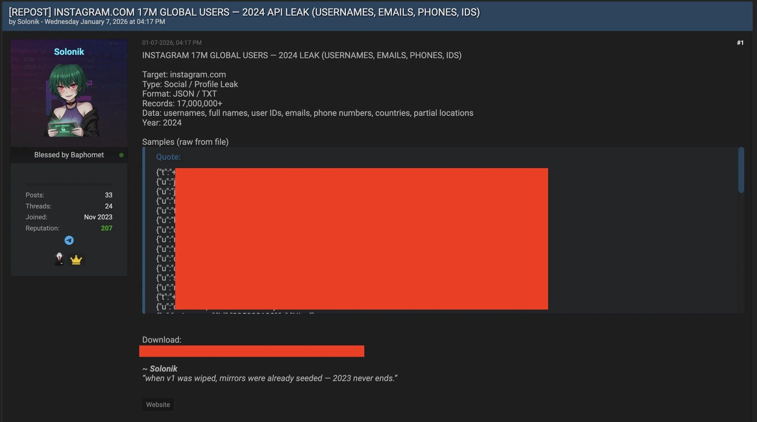 Instagram Data From 2024 Leak Reappears, Exposing 17.5M Accounts