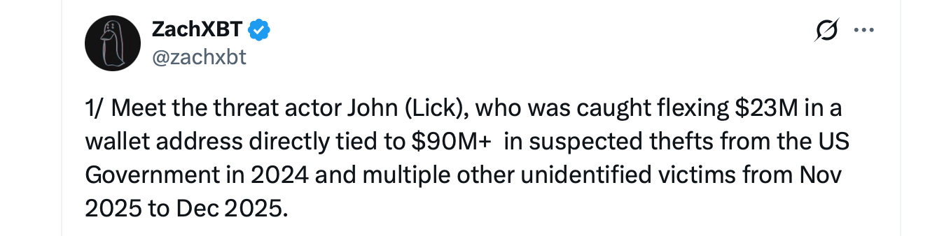 链上分析师声称9000万美元的加密货币从美国扣押钱包中被抽走