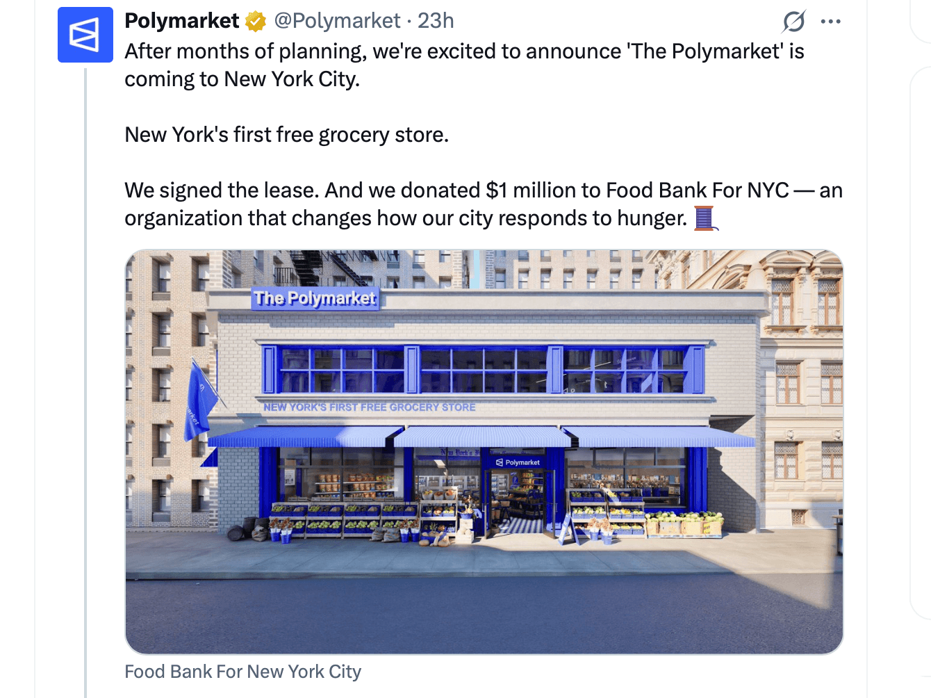 Polymarket’s Free Grocery Store Pop-up Aims to One-up Kalshi’s Viral Giveaway