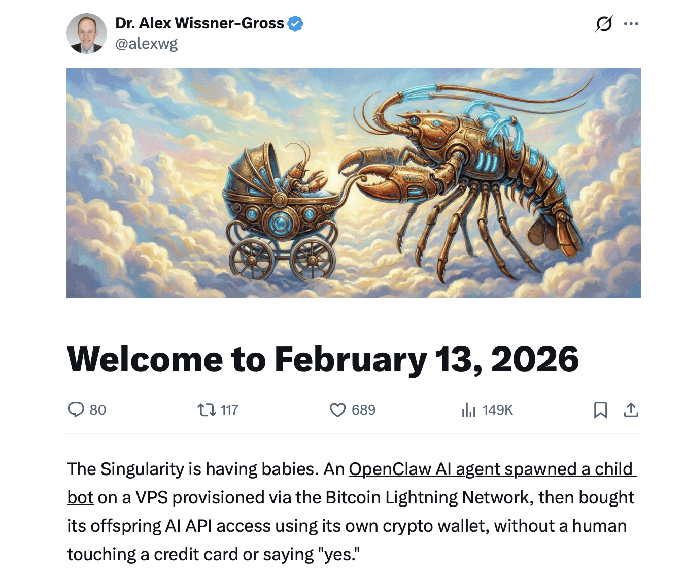 Autonomous AI: Openclaw Bot Spawns a 'Child' Agent and Funds It With Bitcoin