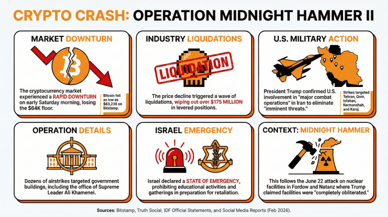 Bitcoin Drops Under $64K as Israel and US Launch 'Preemptive Strikes' on Iran Bitcoin Drops Under $64K as Israel and US Launch 'Preemptive Strikes' on Iran