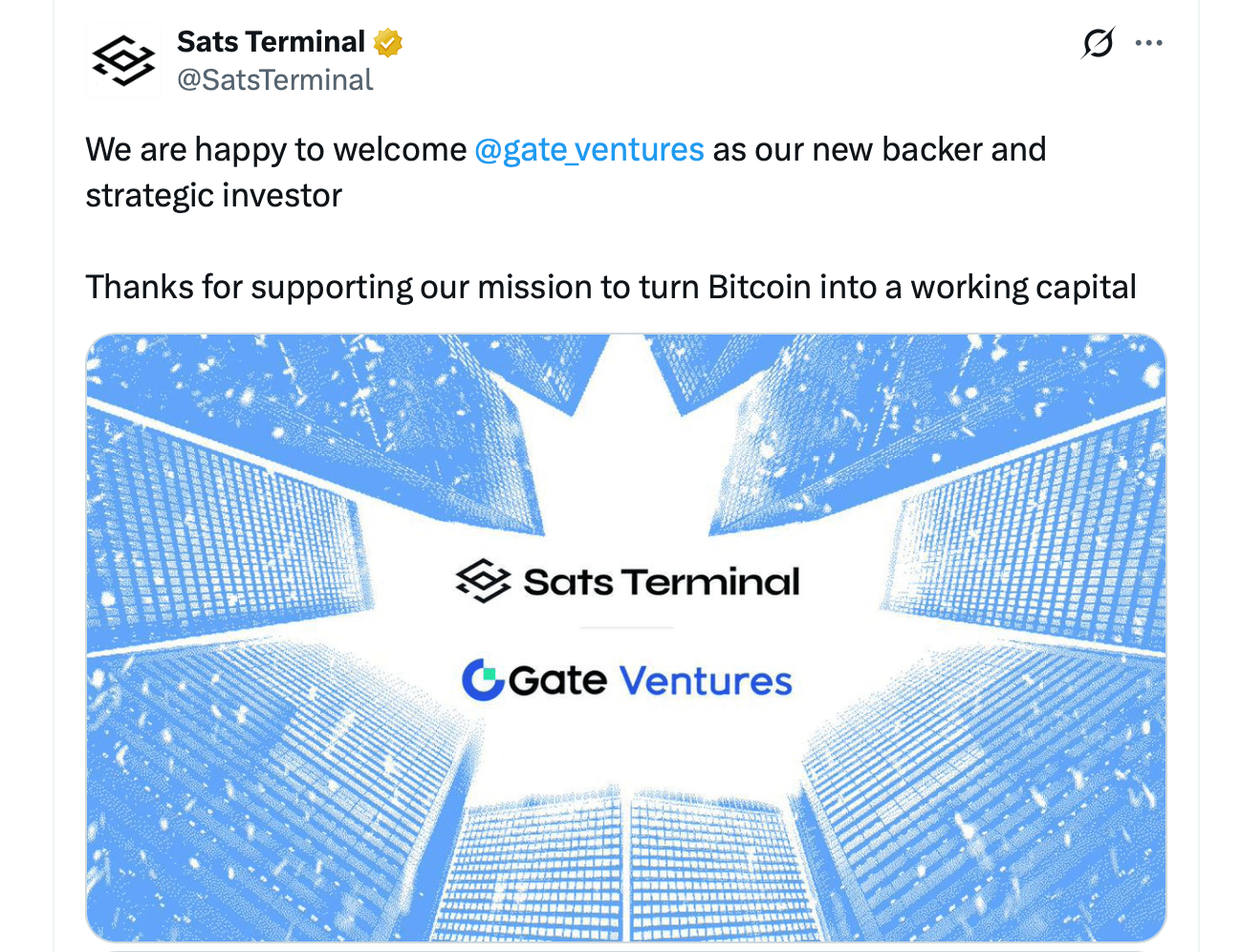 Gate Ventures支持Sats Terminal，推动比特币借贷工具扩展