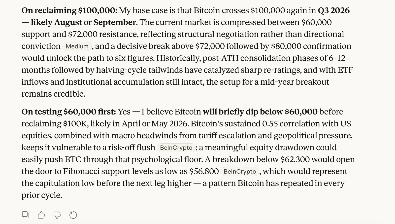 Grok, Claude, Qwen, ChatGPT, 和更多：8个AI模型预测比特币的下一个价格路径