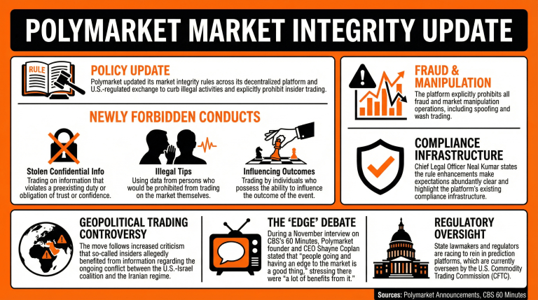 Polymarket 实施更新规则以针对内幕交易活动 Polymarket 实施更新规则以针对内幕交易活动