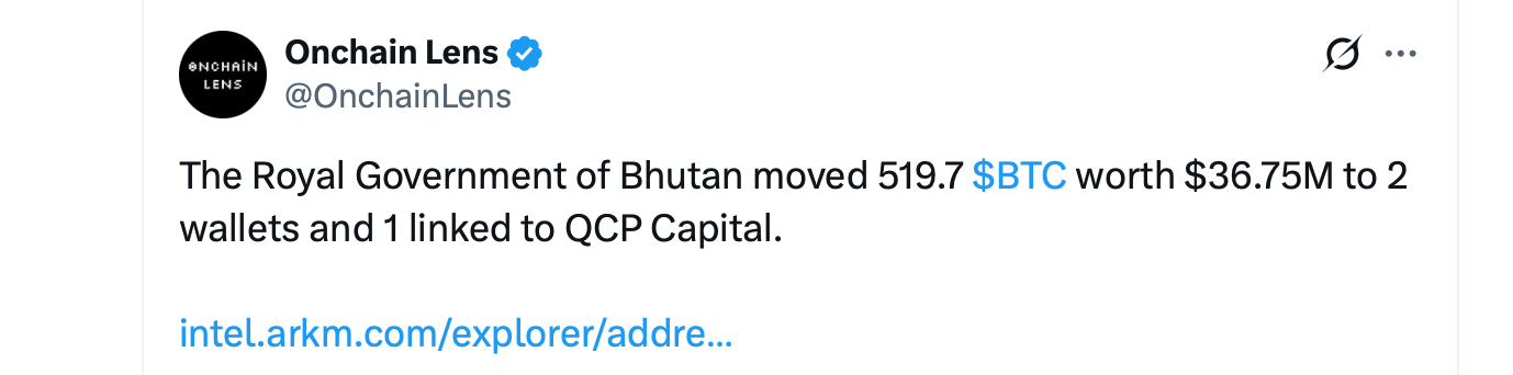 布丹在最新的3600万美元转账后，将比特币国库削减至4452 BTC