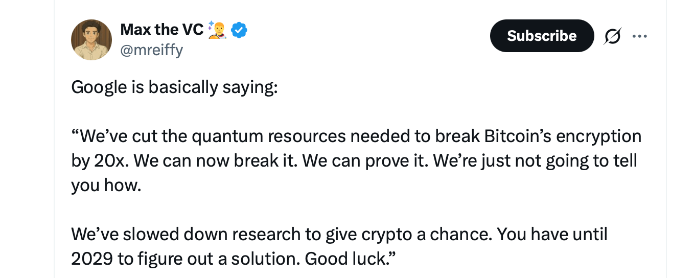 谷歌的量子进展使比特币安全辩论聚焦