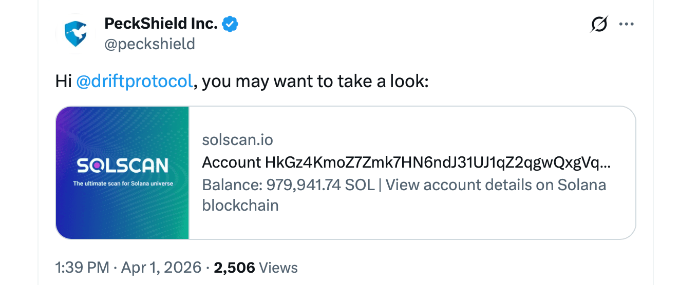 Drift 协议 SOL 漏洞：2026 年最大 DeFi 黑客事件？