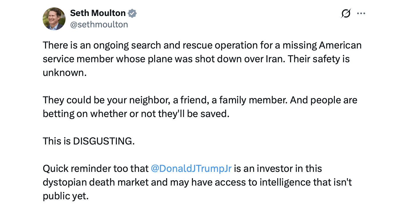 立法者要求Polymarket在飞行员市场争议后移除219项战争投注