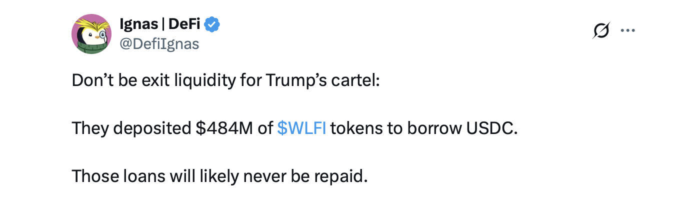 世界自由金融在Dolomite借入数百万，捍卫WLFI抵押