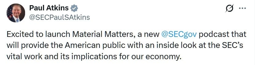 加密货币是我们优先事项中的'真正重要' — SEC推出播客概述优先事项