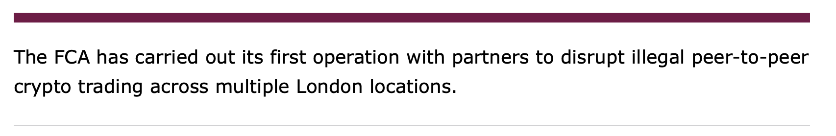 金融行为监管局在首次打击非法点对点加密交易中突袭8个地点