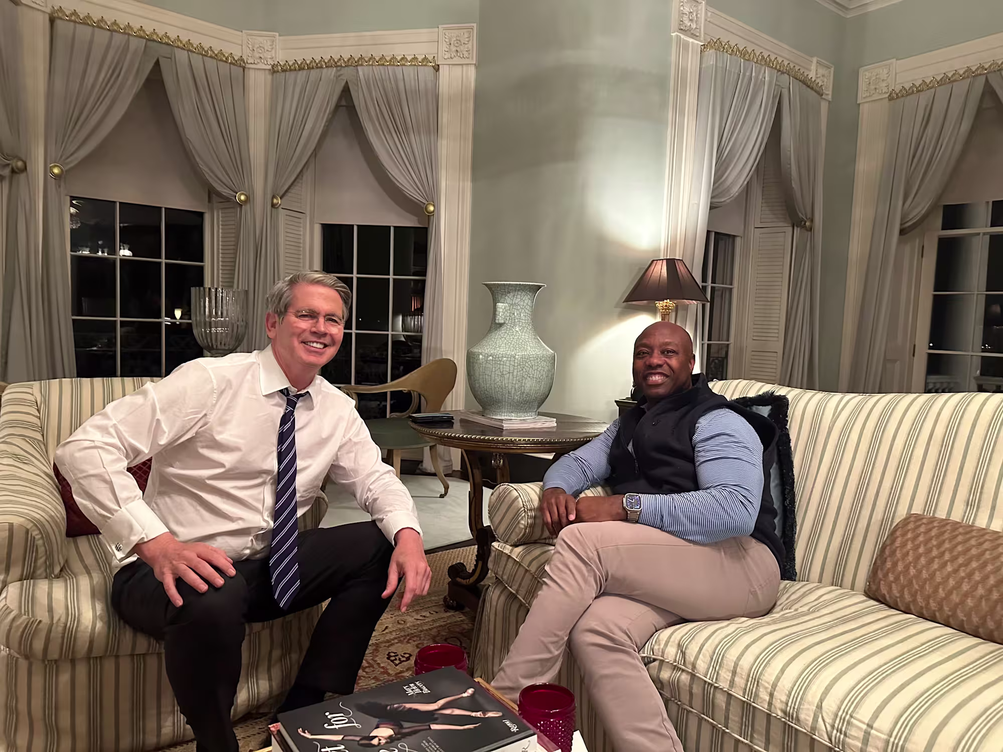 Treasury Secretary Scott Bessent, left, has called for a markup of the CLARITY Act. Senate Banking Committee Chairman Tim Scott says three big issues remain. (Photo: Sen. Scott on X/Wikimedia Commons)