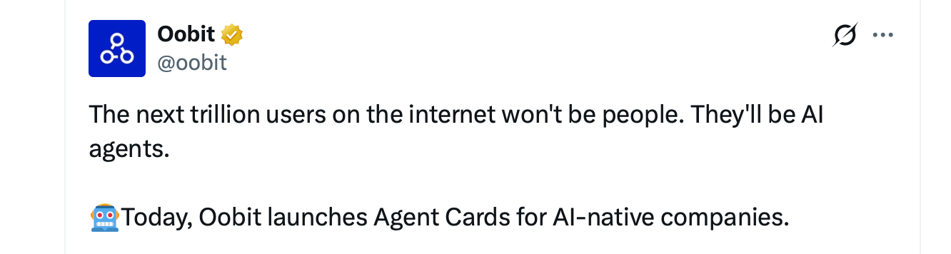 Tether支持的金融平台Oobit为AI代理提供自己的企业Visa卡