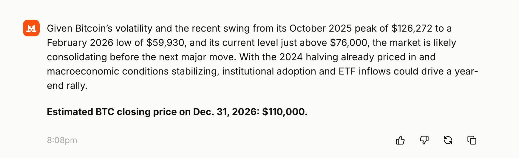 Grok, ChatGPT, Claude — 11个AI模型预计比特币将在2026年底达到84,000美元到118,000美元