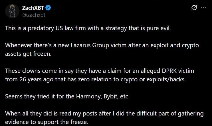 ZachXBT Exposes US Law Firm Gerstein Harrow's $71M Grab of Stolen Lazarus Funds