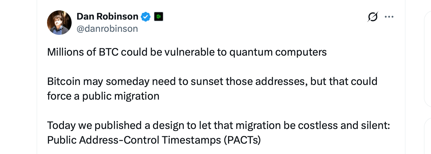 Paradigm研究员提出PACT以保护沉睡比特币免受量子计算风险