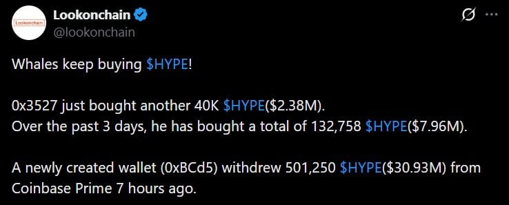 Spot HYPE ETFs Log Strongest Crypto Debut on Record as Whale Pulls $30.93M off Coinbase Prime Spot HYPE ETFs Log Strongest Crypto Debut on Record as Whale Pulls $30.93M off Coinbase Prime