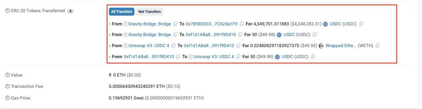 Transacations detailing the hackers fund movements.