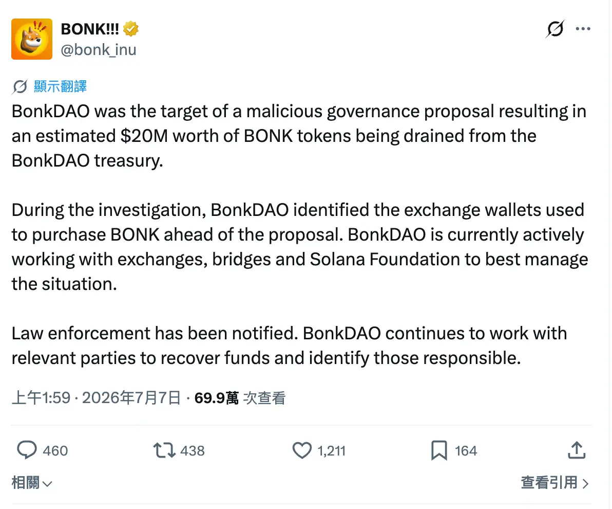 A 'legitimate' robbery? The attacker emptied the BonkDAO treasury by buying votes