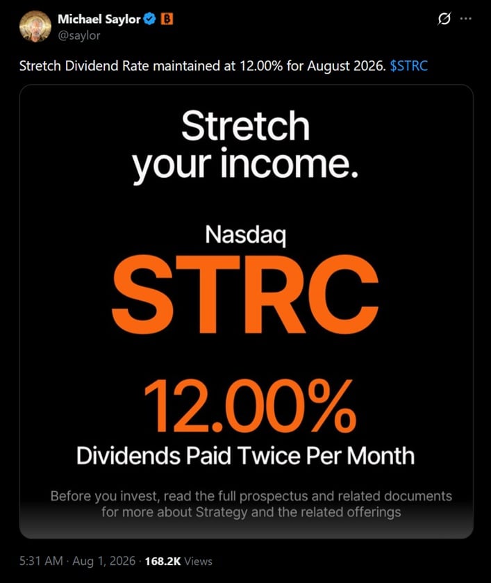 STRC 7月份最新股息报告。