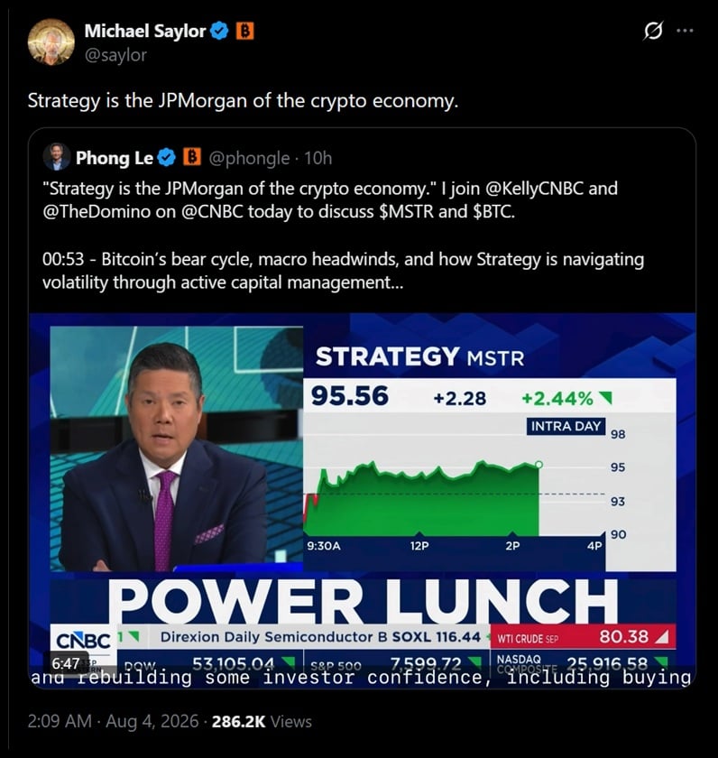 塞勒称战略是“加密界的摩根大通” 塞勒称战略是“加密界的摩根大通”