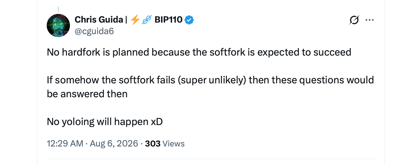 比特币接近链分割,BIP-110 反叛者无视全球算力 X 截图。