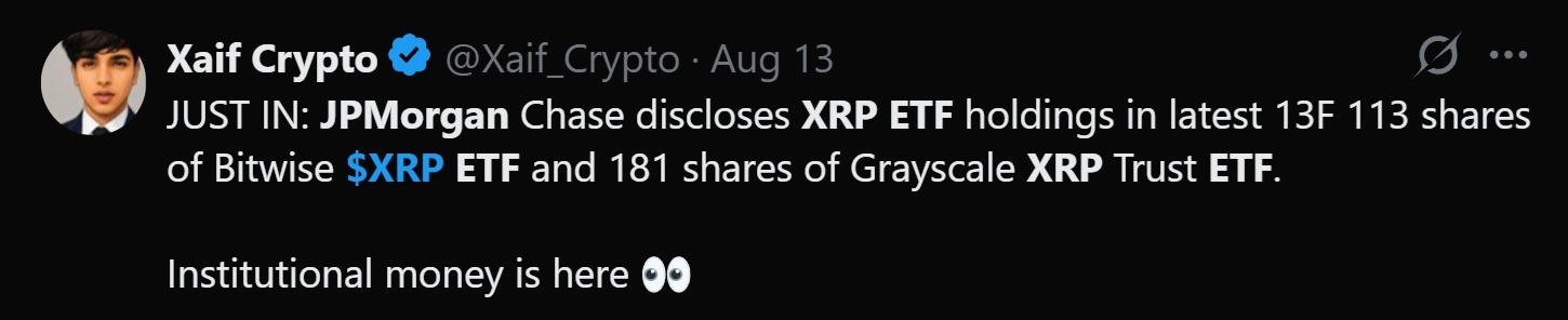 摩根大通文件揭示XRP暴露