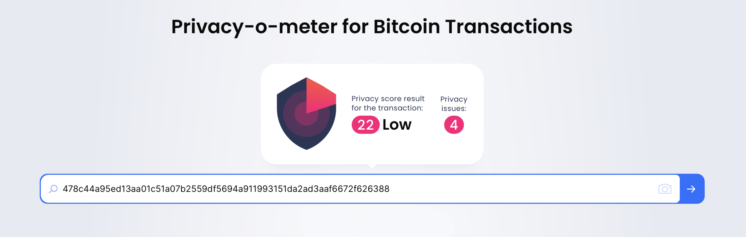 Blockchair 的隐私计量屏幕截图。