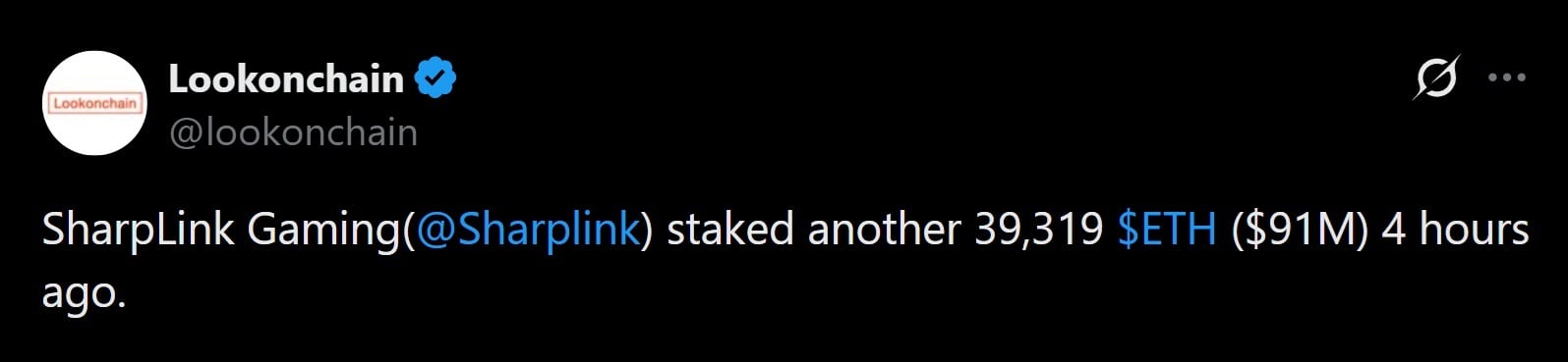 Sharplink已经质押了近40k个以太坊