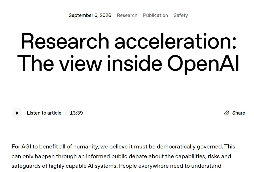 OpenAI 首度公布“内部RSI进展”:已实现“自动化研究实习生”