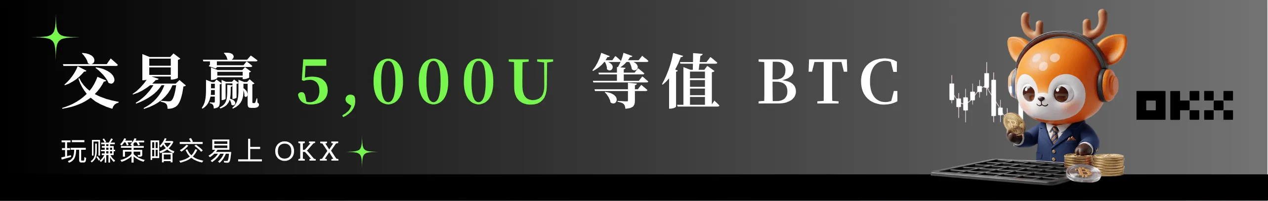 交易赢 5,000 U 等值 BTC，玩赚策略交易上 OKX